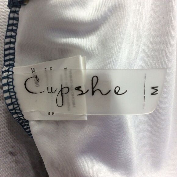 Cupshe Deep Love Tie Front Bikini Women's Size M Slate Blue Ribbed Beachy Sexy - Picture 3 of 12